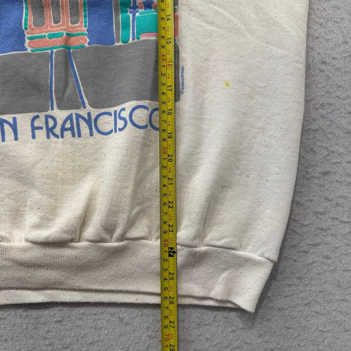 Vintage 90s Jerzees Cream Oversized Graphic Sweatshirt