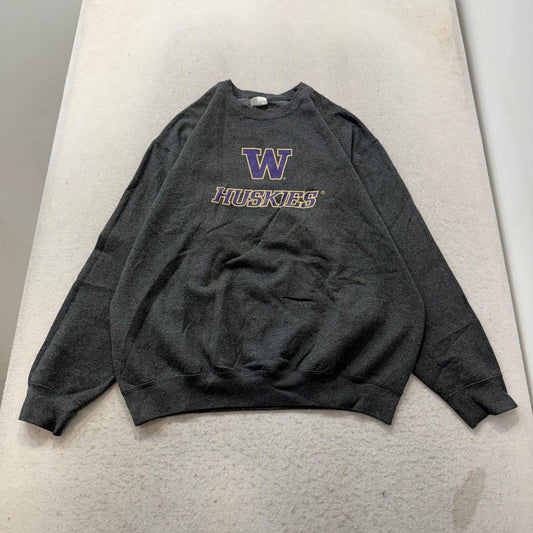 Vintage Y2K 2000's Port & Company Charcoal Grey Faded Boxy Graphic Crewneck