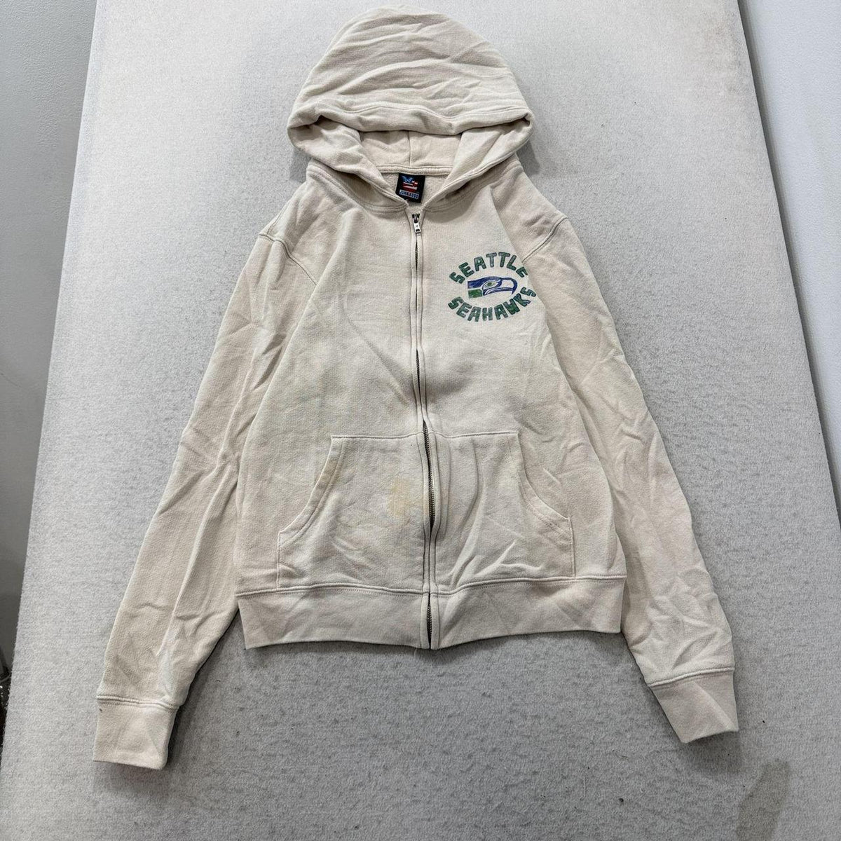 Vintage Y2K 2000's Junkfood Cream Oversized Graphic Zip Up Hoodie