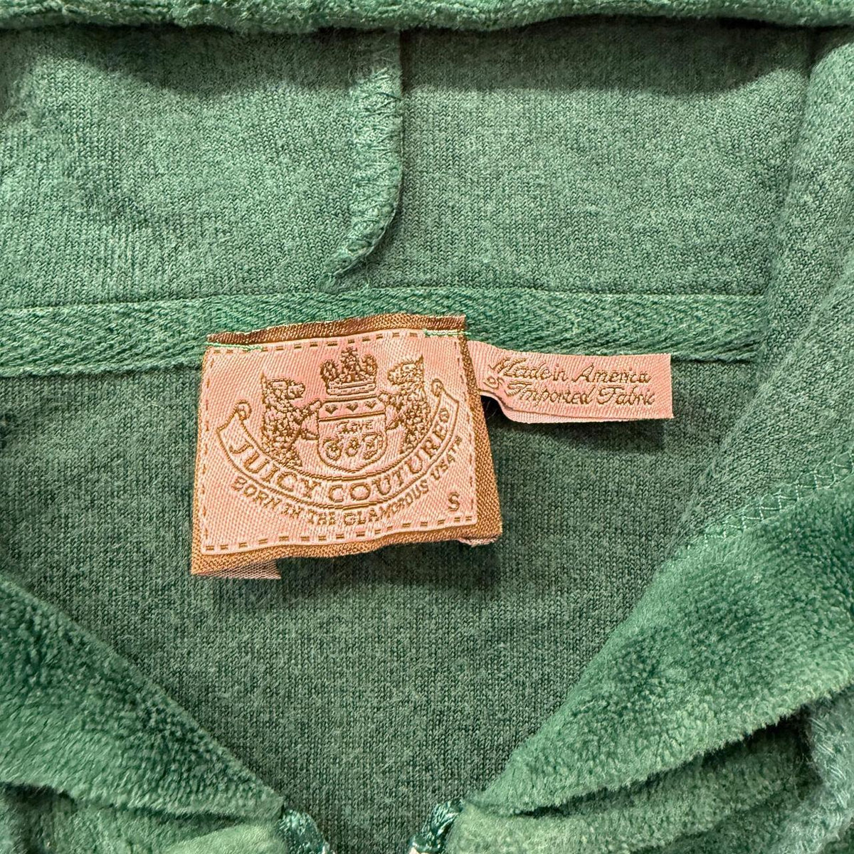 Vintage Y2K 2000's Women's Juicy Couture Forest Green Boxy Zip Up Velour Hoodie