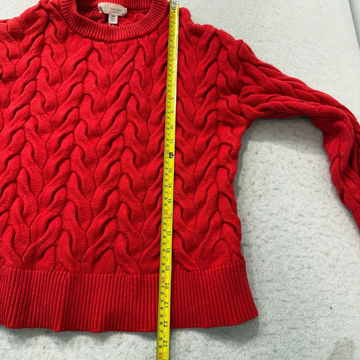 Vintage Y2K 2000's Philosophy Red Boxy Cable Knit Sweater