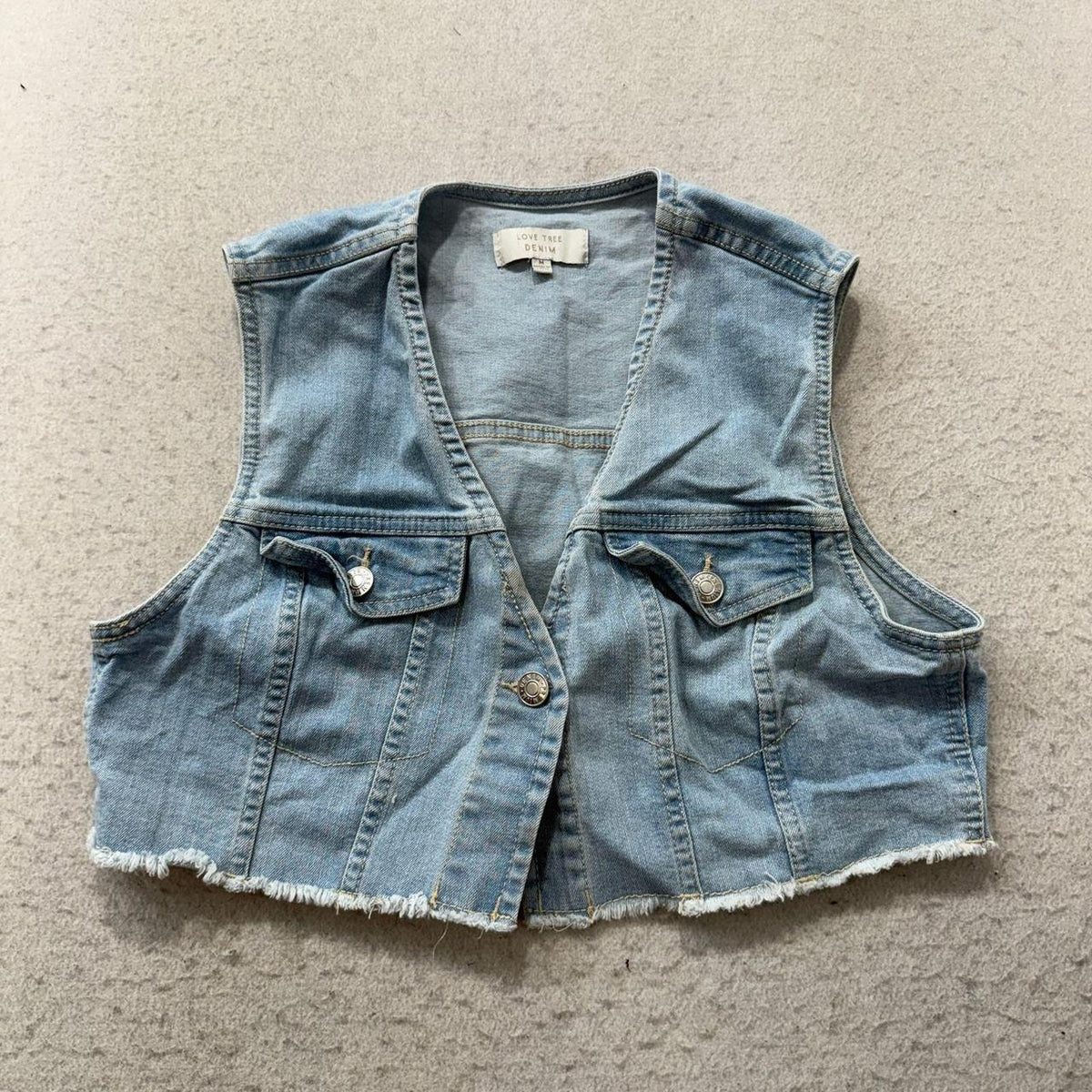 Vintage Y2K 2000's Women's Faded Distressed Boxy Denim Vest
