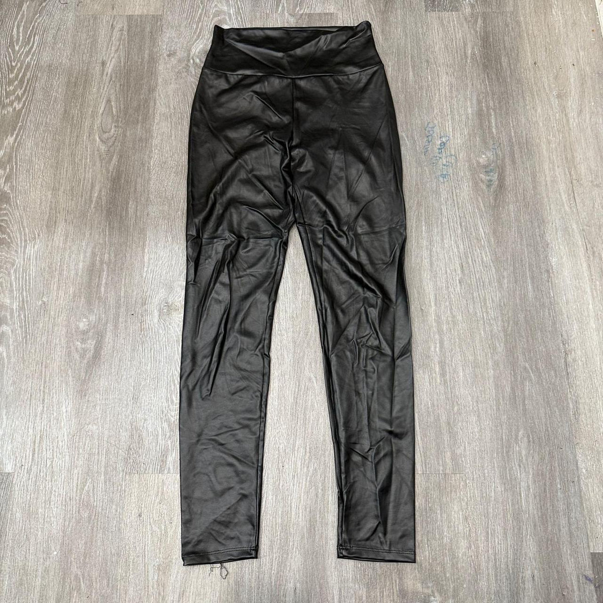 Vintage Y2K 2000's Women's Black Open Leg Leather Pants