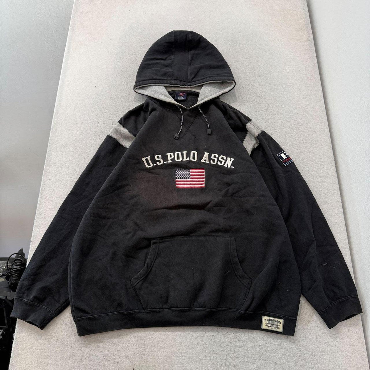 Vintage Y2K 2000's U.S. Polo Assn. Black Faded Oversized Hoodie