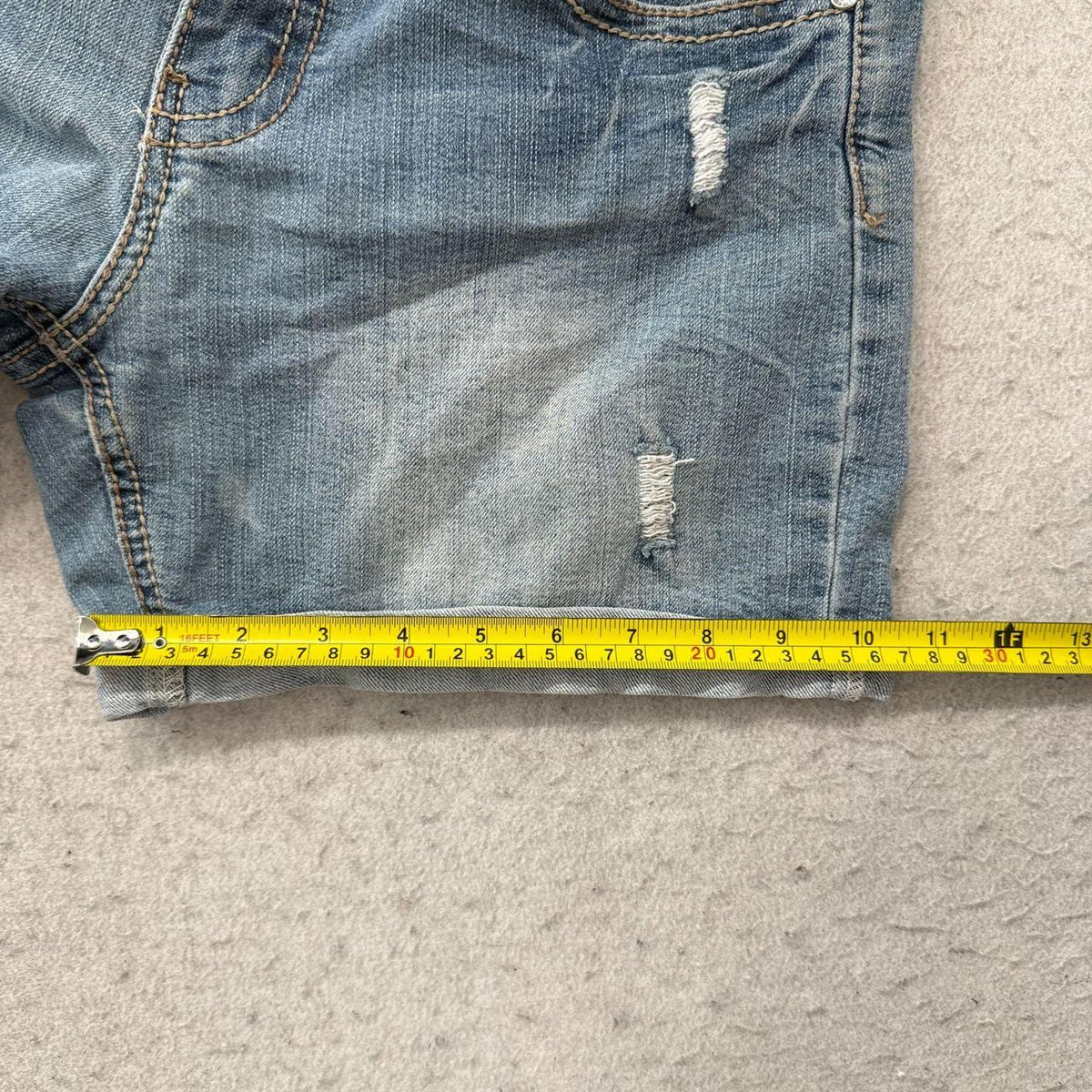 Vintage Y2K 2000's Women's Red Rivet Faded Distressed Denim Shorts