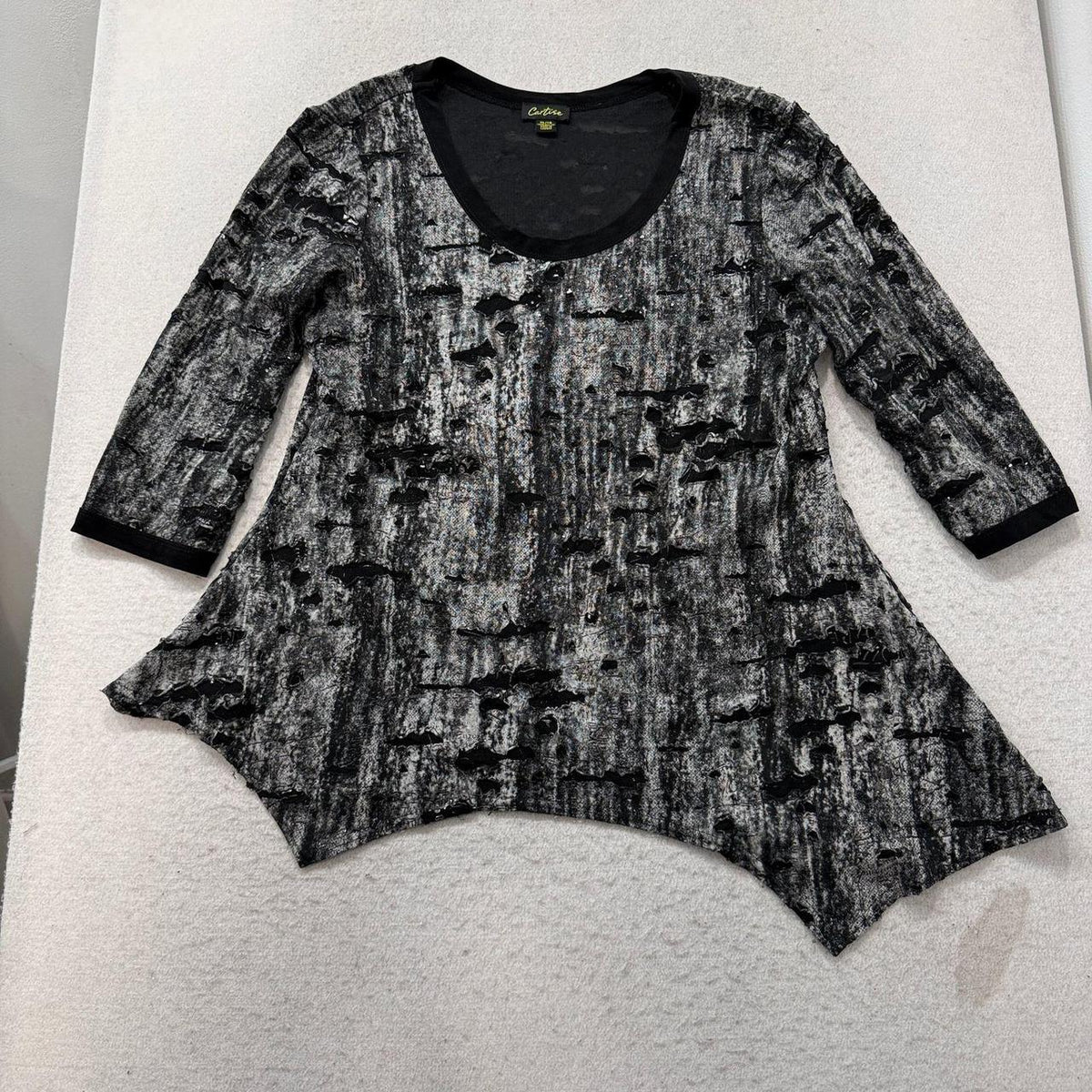 Vintage Y2K 2000's Cartise Black Distressed Oversized Tunic Top