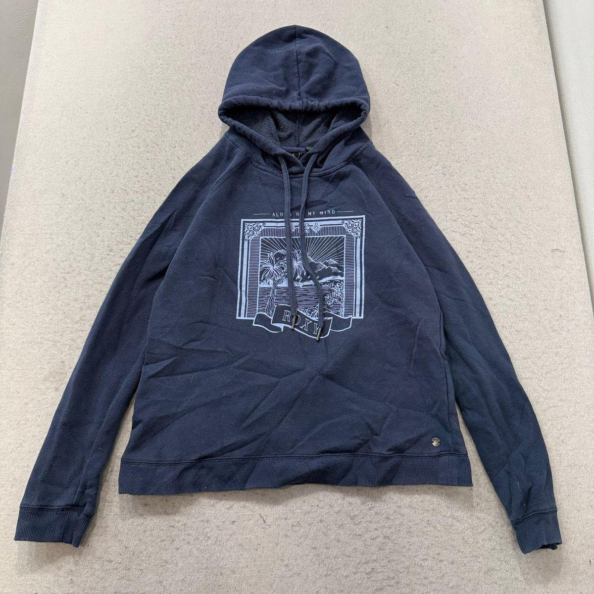 Vintage Y2K 2000's Roxy Navy Oversized Graphic Pullover Hoodie