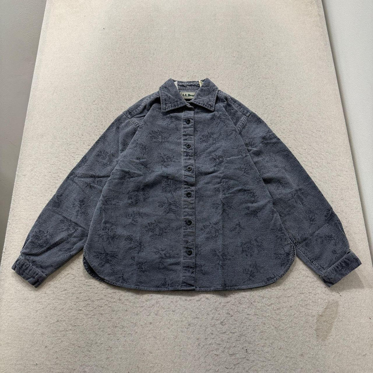 Vintage Y2K 2000's Women's L.L.Bean Faded Boxy Floral Denim Shirt