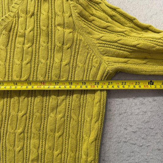 Vintage Y2K 2000's Women's Yellow Boxy Cable Knit Sweater