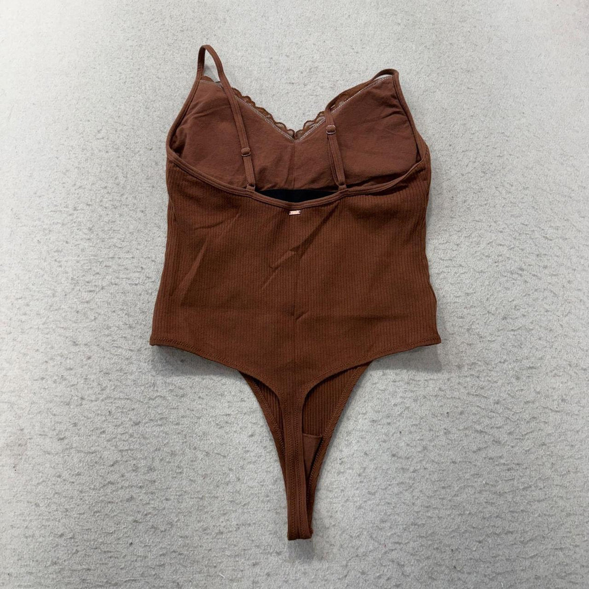 Vintage Y2K 2000's Women's PINK Brown Ribbed Bodysuit