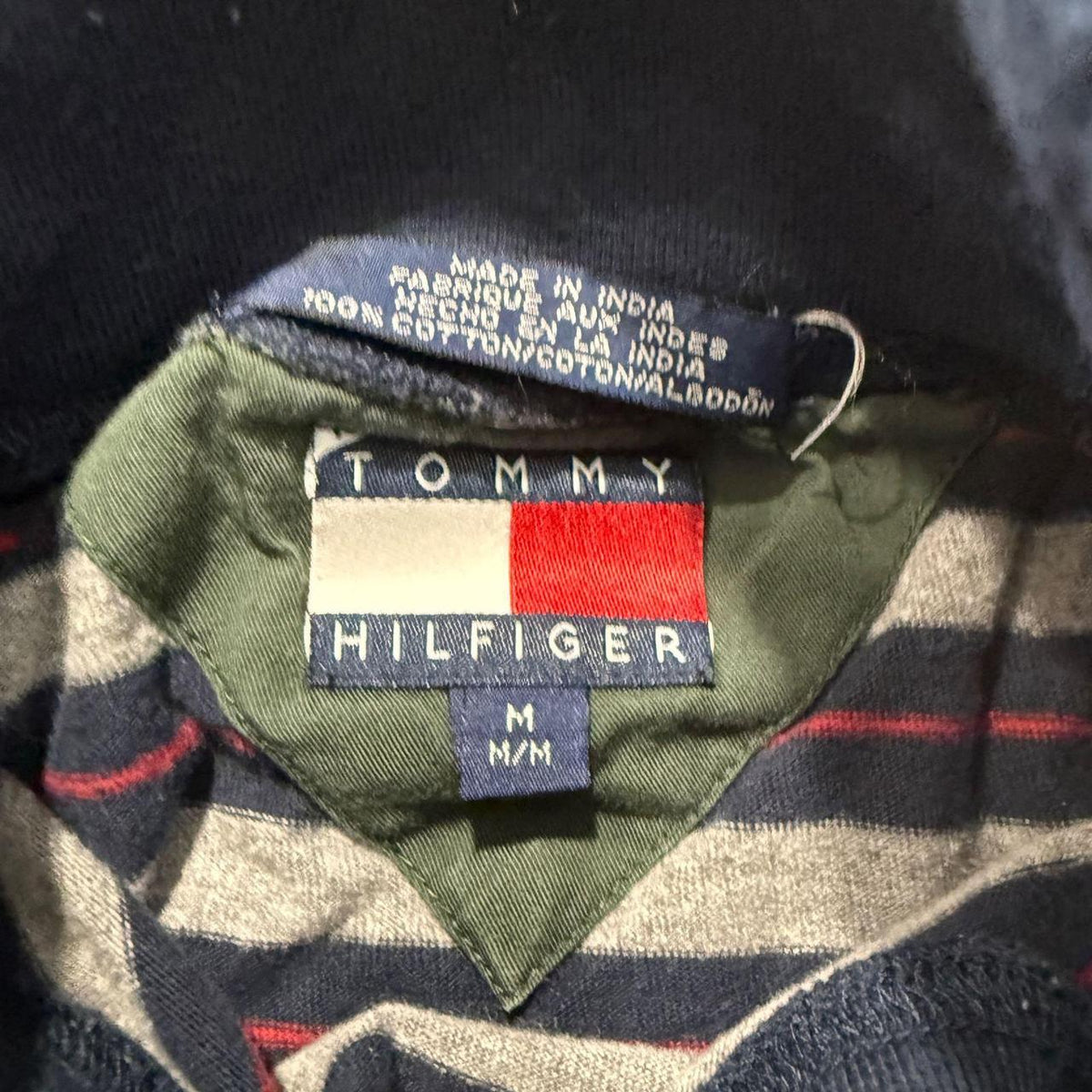 Vintage Y2K 2000's Tommy Hilfiger Navy Striped Turtleneck Knit