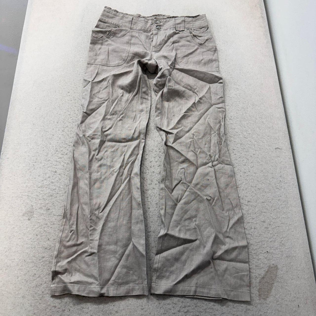 Vintage Y2K 2000's Women's Open Leg Khaki Linen Pants