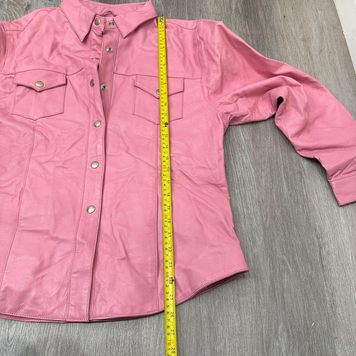 Vintage Y2K 2000's Women's Bikers Club Pink Boxy Leather Shirt