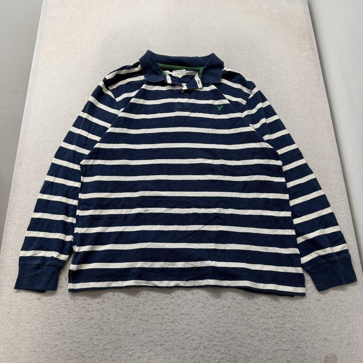 Vintage Y2K 2000's American Eagle Navy Striped Rugby Polo