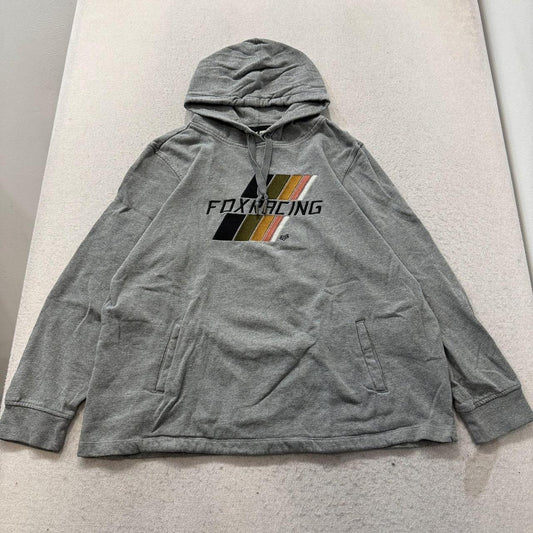 Vintage Y2K 2000's Fox Racing Grey Graphic Spellout Oversized Hoodie