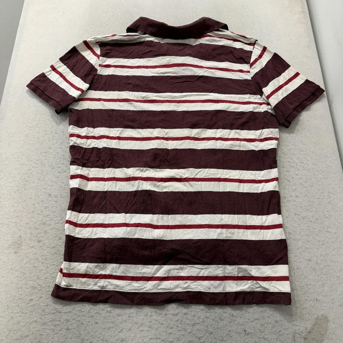 Vintage Y2K 2000's Women's Aeropostale Burgundy Striped Polo Shirt
