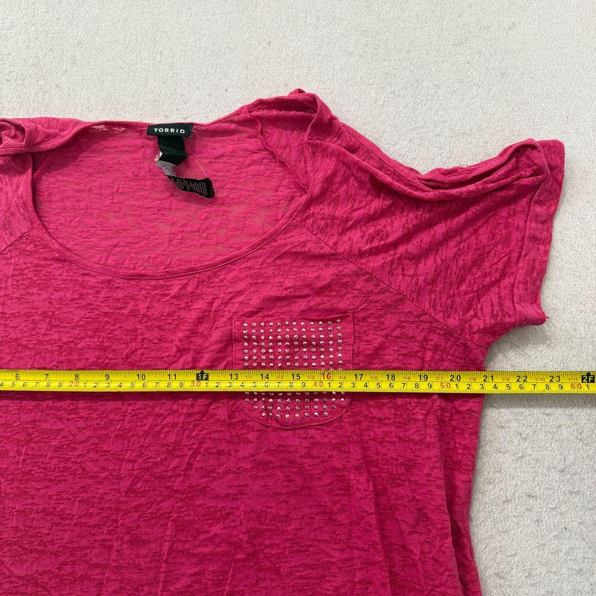Vintage Y2K 2000's Torrid Hot Pink Studded Pocket Tee