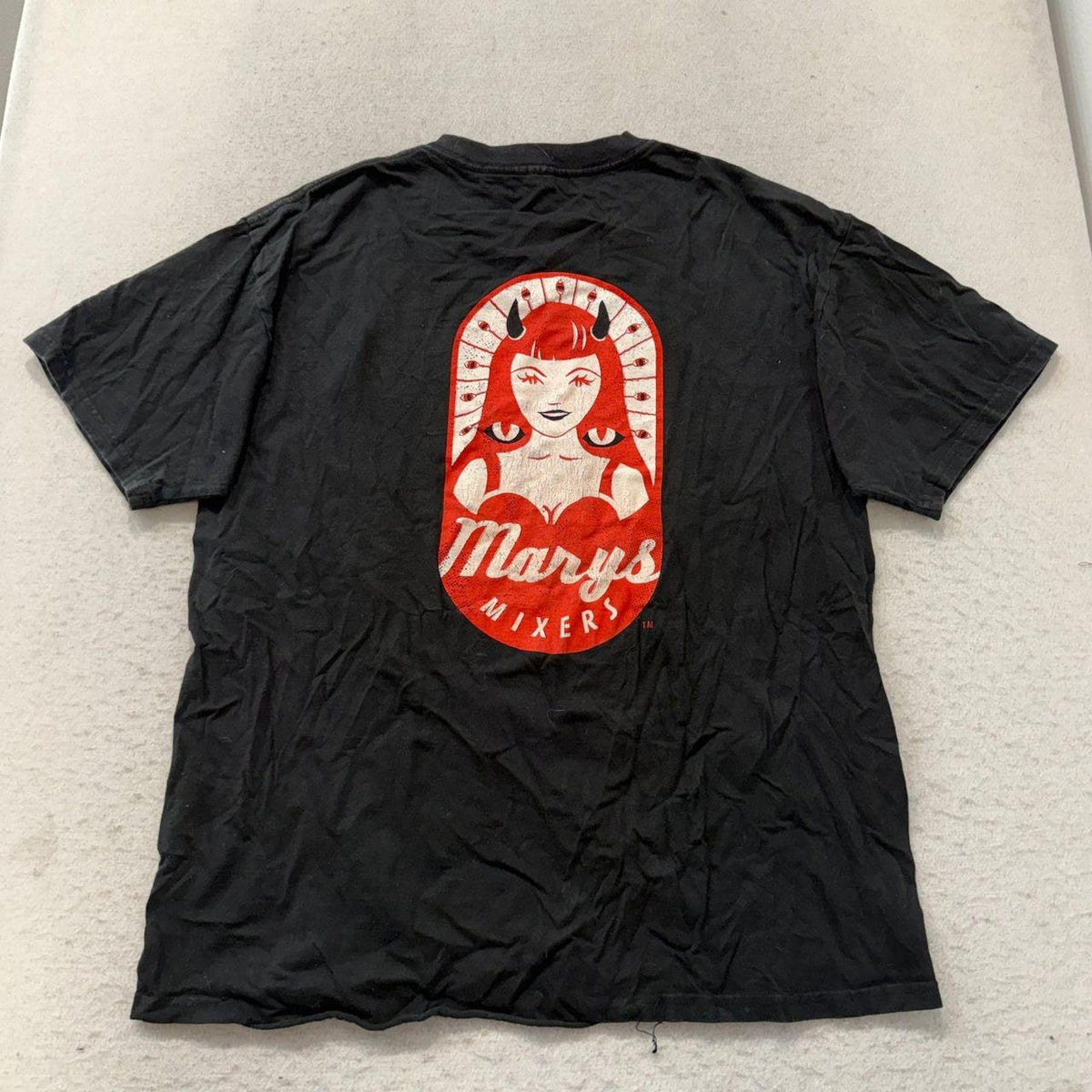 Vintage Y2K 2000's Faded Black Graphic Tee Mary's Barbecue