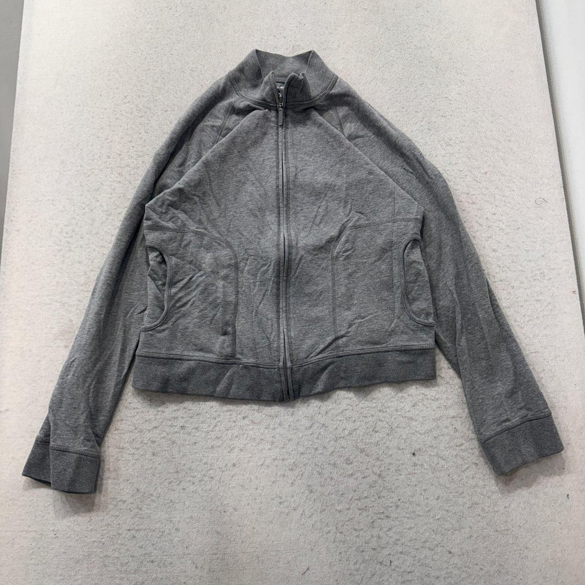 Vintage Y2K 2000's Women's Jones New York Boxy Grey Zip Up Track Jacket