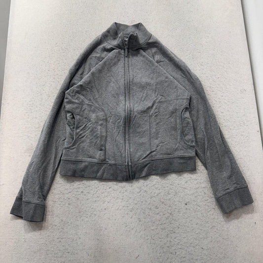 Vintage Y2K 2000's Women's Jones New York Boxy Grey Zip Up Track Jacket