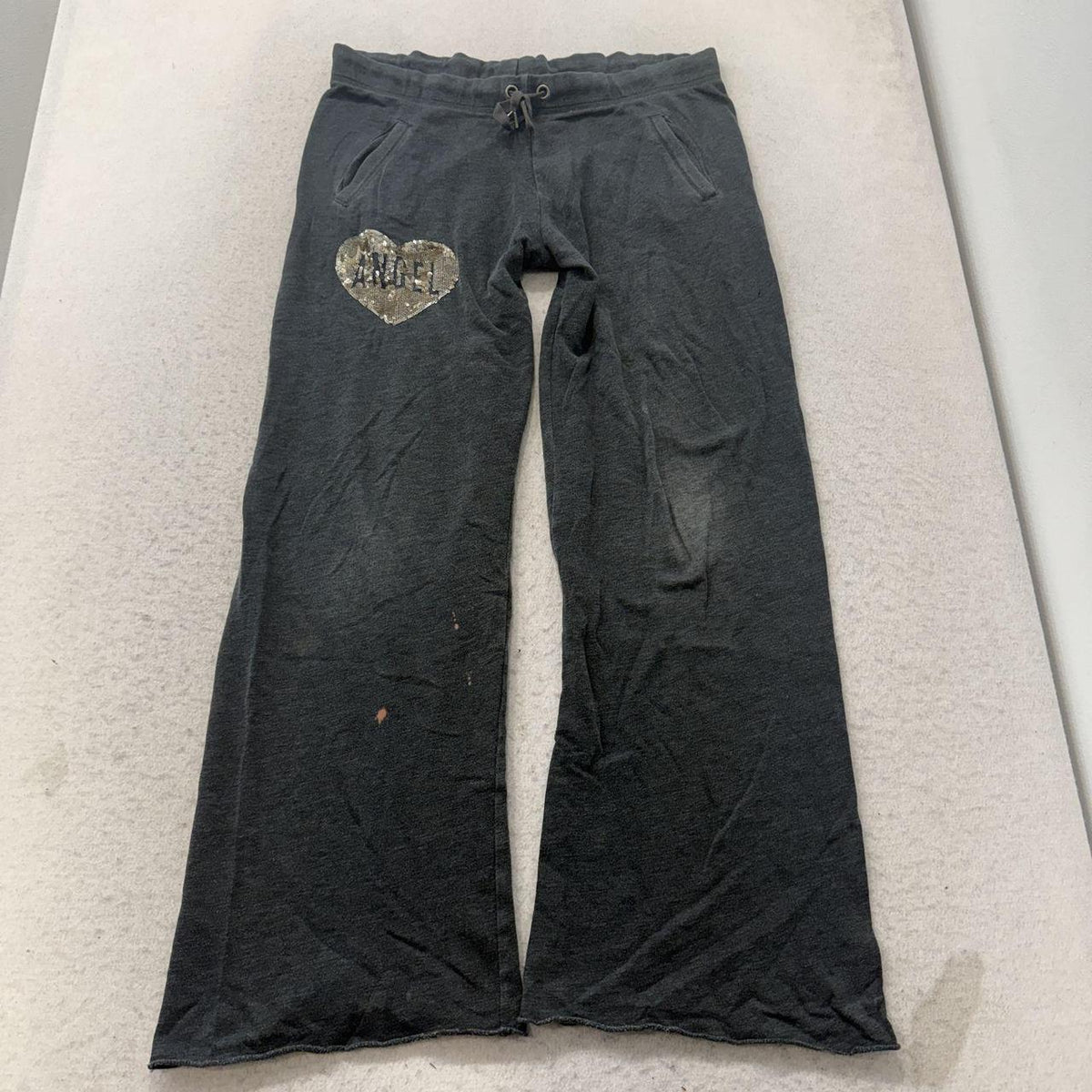 Vintage Y2K 2000's Victoria's Secret Charcoal Grey Baggy Graphic Sweatpants