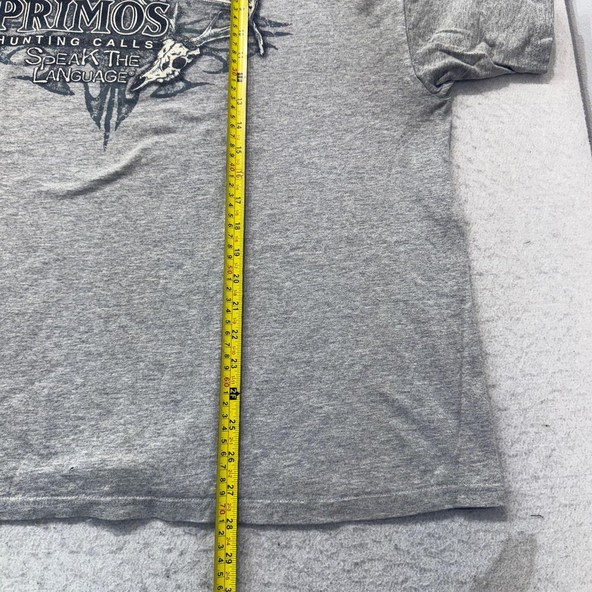 Vintage Y2K 2000's Primos Heather Grey Boxy Faded Graphic Tee