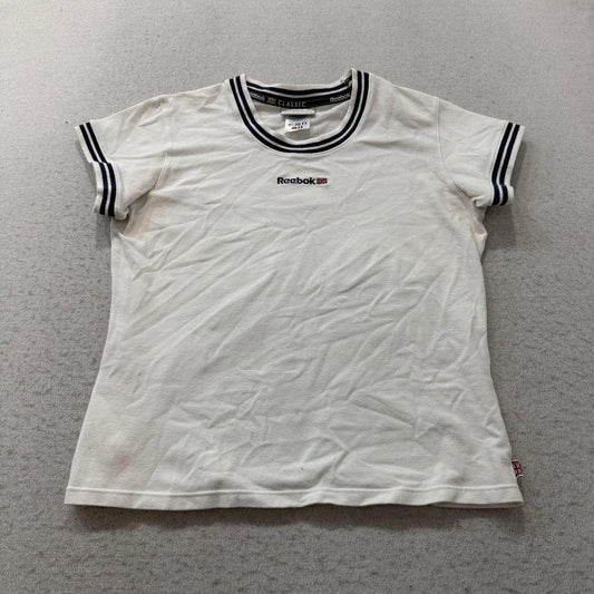 Vintage Y2K 2000's Women's Reebok Cream Boxy Ringer Tee