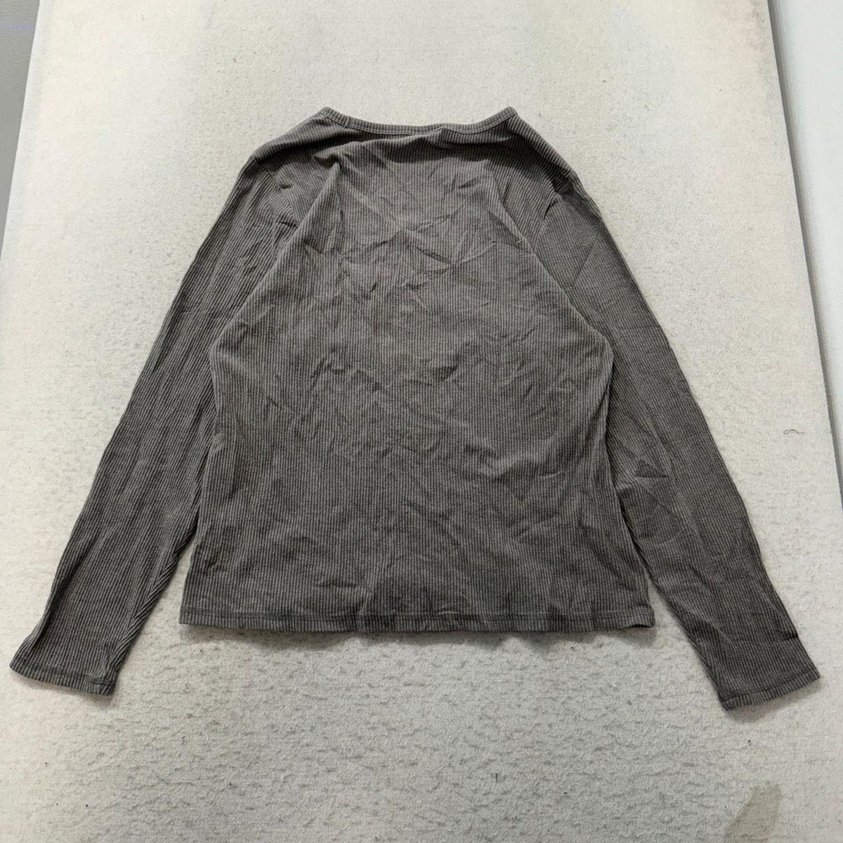 Vintage Y2K 2000's Women's Old Navy Grey Oversized Ribbed Long Sleeve Tee