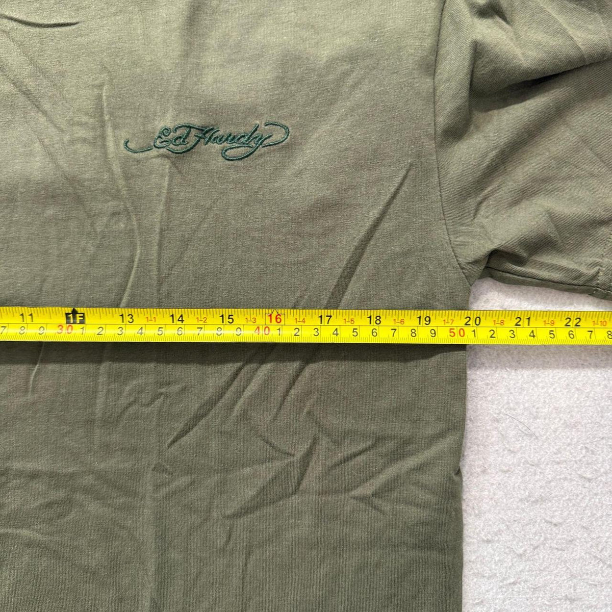 Vintage Y2K 2000's Ed Hardy Olive Green Graphic Tee