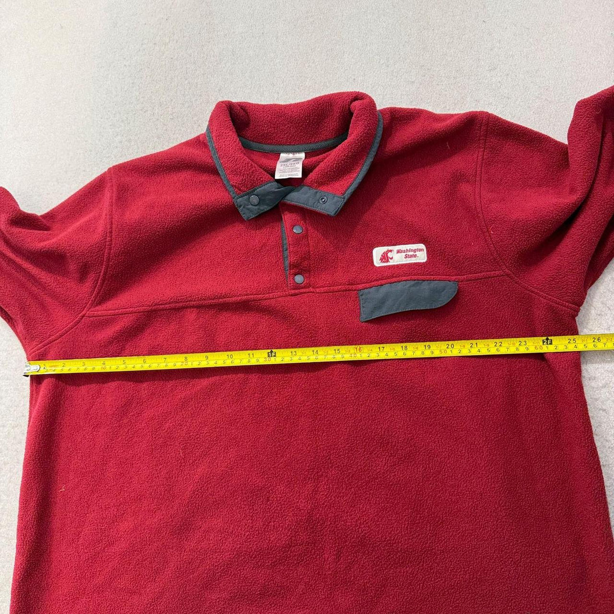 Vintage Y2K 2000's Russell Red WSU Fleece Pullover Polo