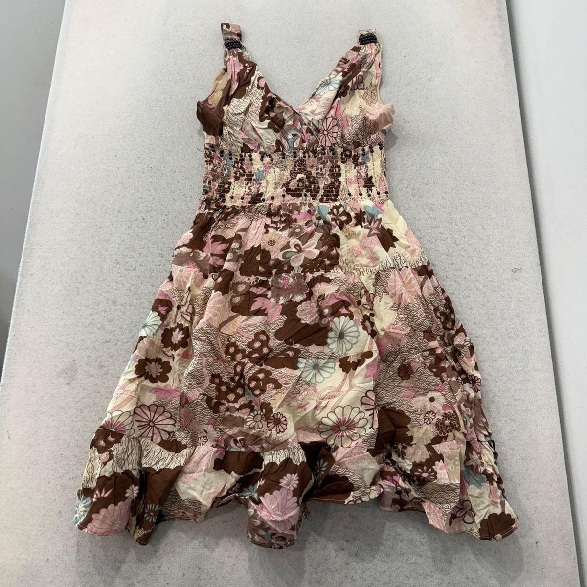 Vintage Y2K 2000's Women's Caneci Pink Floral Print Graphic Dress