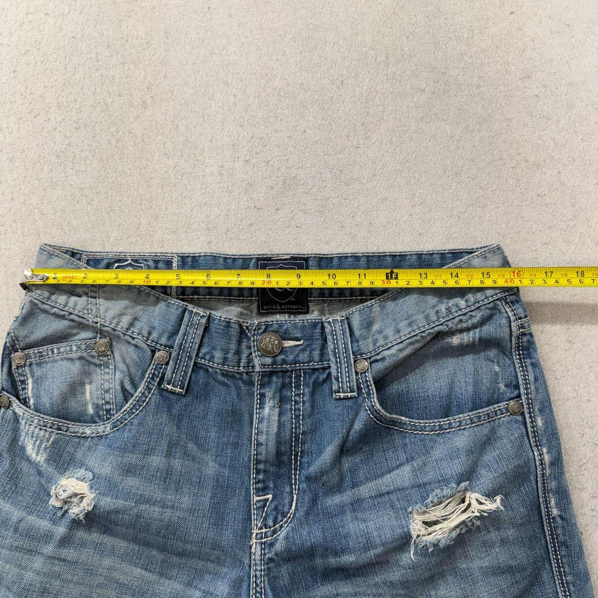 Vintage Y2K 2000's Rock & Republic Distressed Faded Denim Shorts