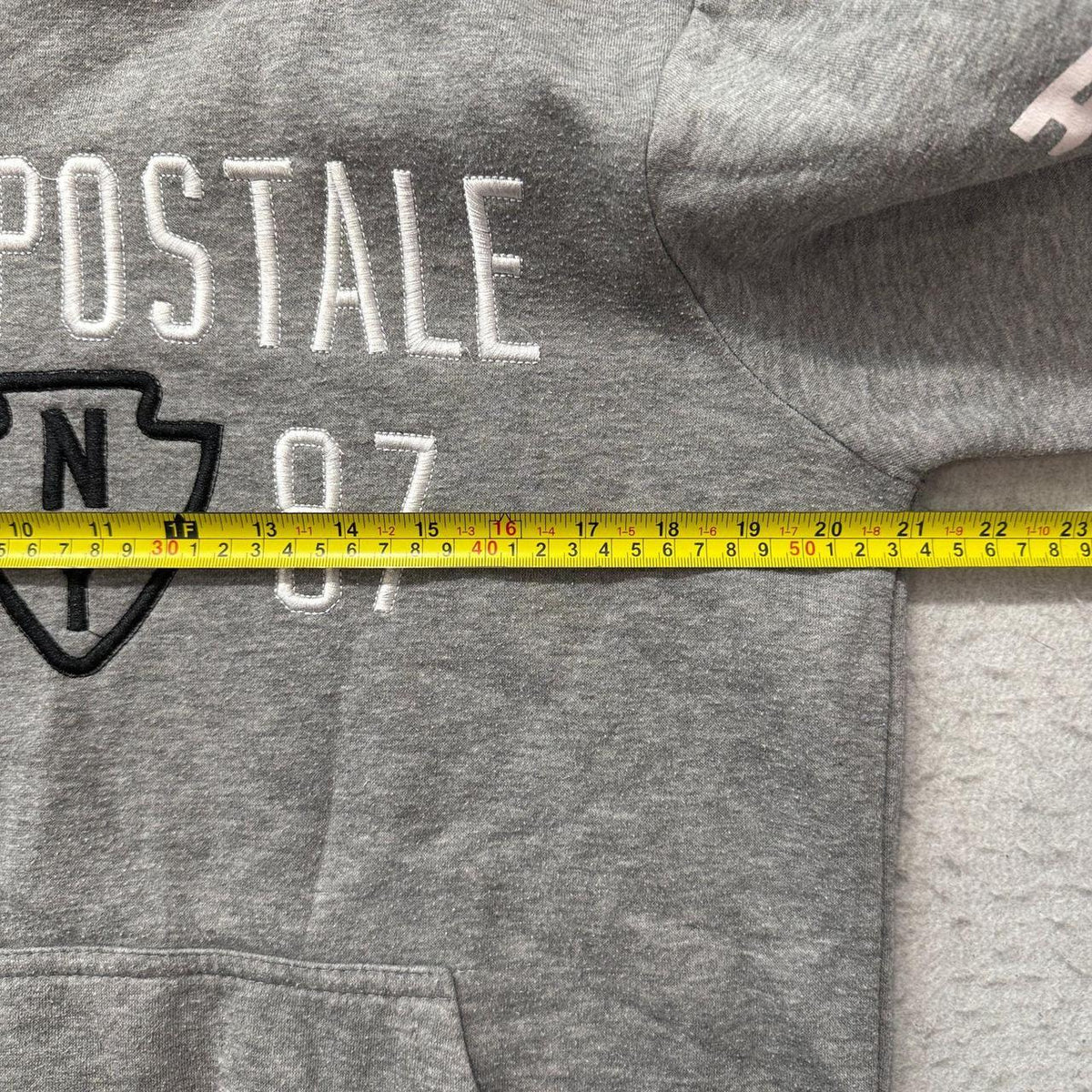 Vintage Y2K 2000's Aeropostale Heather Grey Spellout Graphic Hoodie