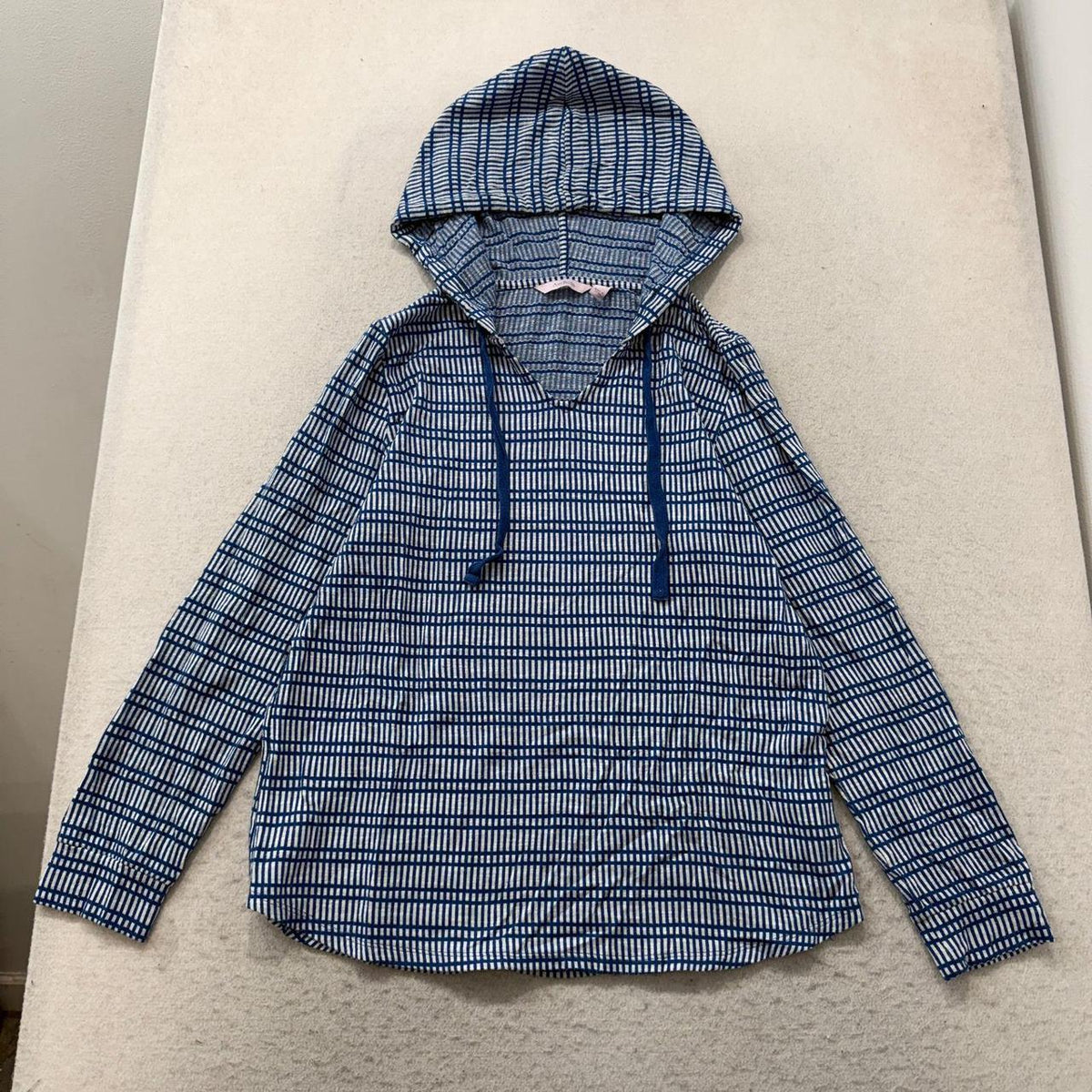 Vintage Y2K 2000's Women's AnyBody Navy Striped Oversized Pullover Hoodie