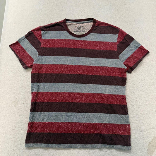 Vintage Y2K 2000's American Rag Burgundy Striped Grunge Tee