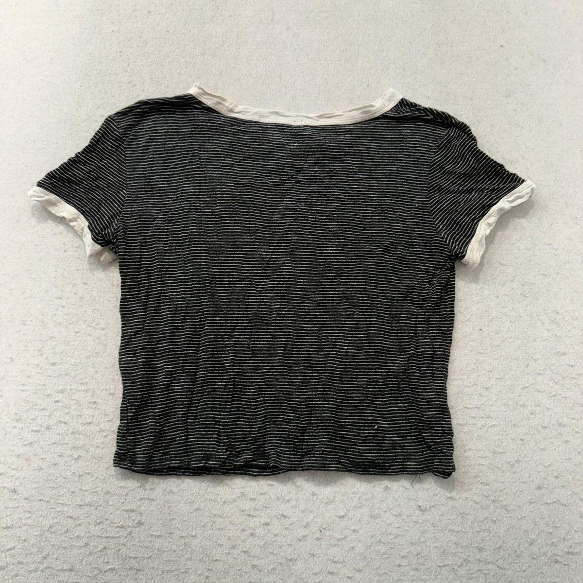 Vintage Y2K 2000's Women's See You Monday Black White Boxy Striped Tee