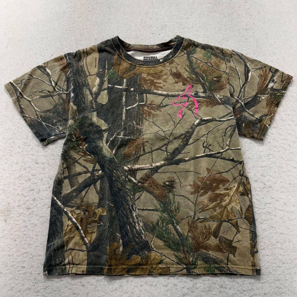 Vintage Y2K 2000's Russell Outdoors Camo Faded Graphic Tee