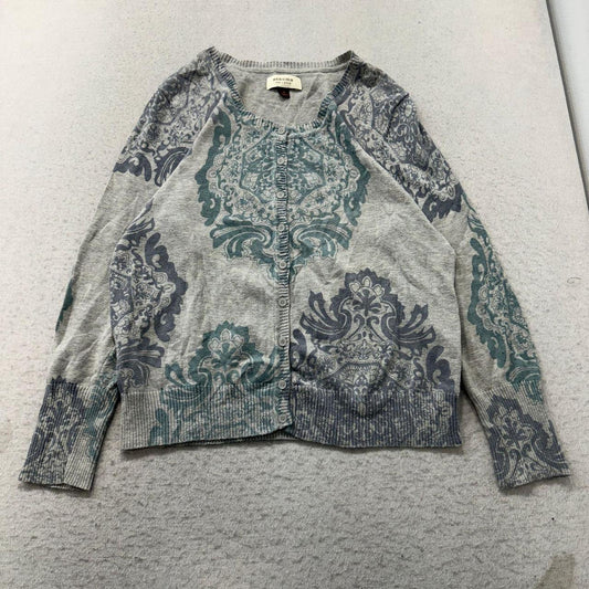 Vintage Y2K 2000's Women's Sonoma Grey Boxy Damask Floral Cardigan