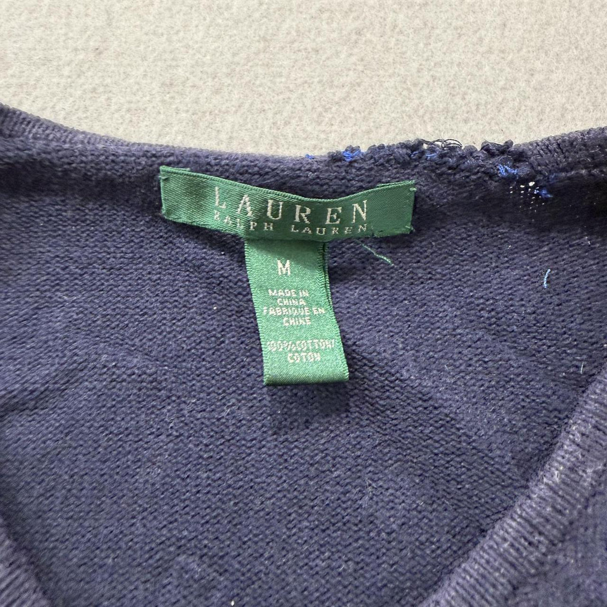 Vintage Y2K 2000's Women's Lauren Ralph Lauren Navy Oversized Zip Up Cardigan