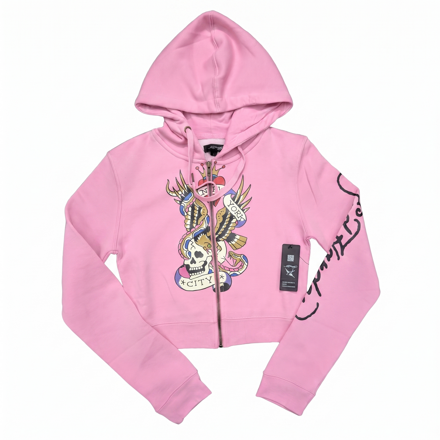 ED HARDY "Nyc Skull" BUBBLE GUM PINK FLARED SET