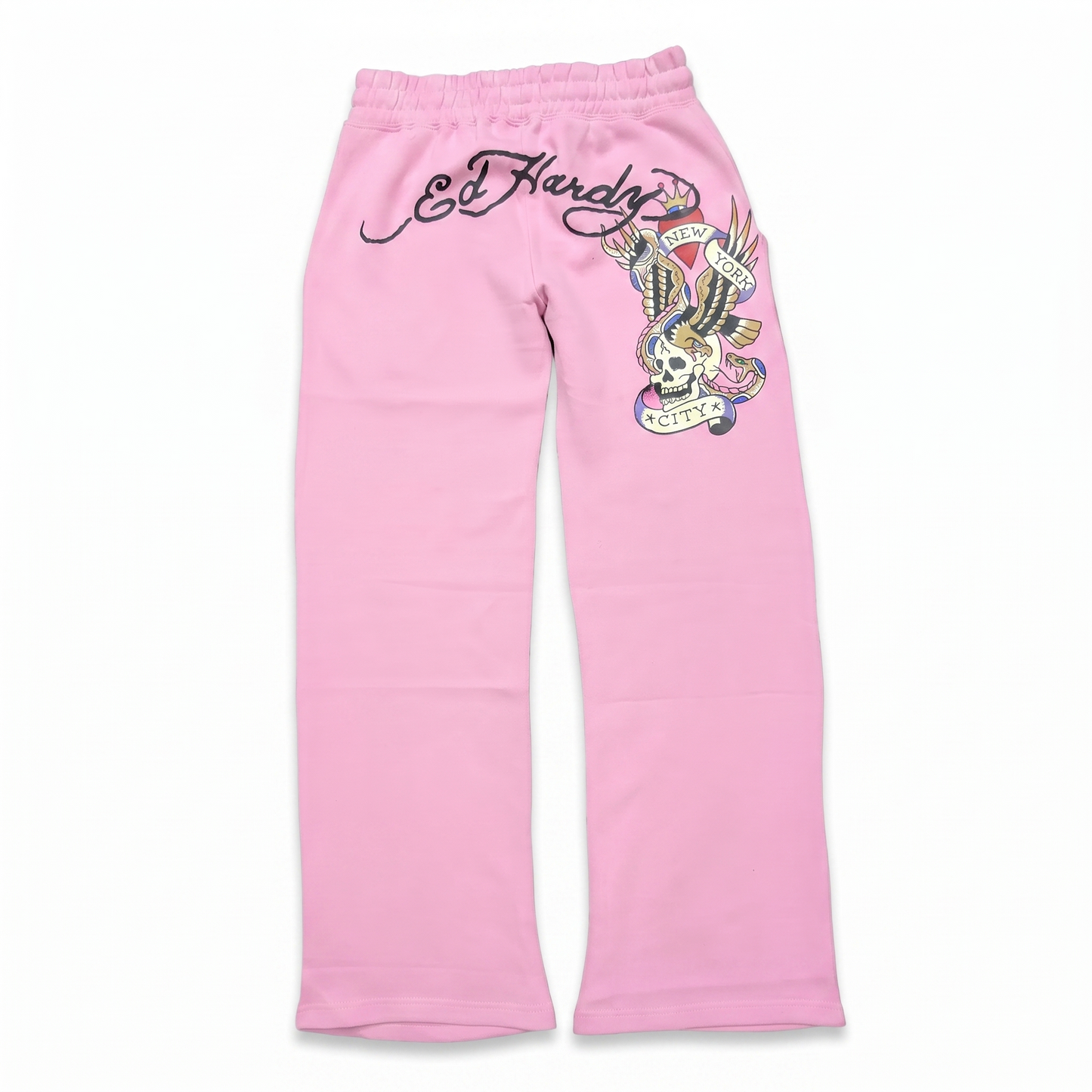 ED HARDY "Nyc Skull" BUBBLE GUM PINK FLARED SET