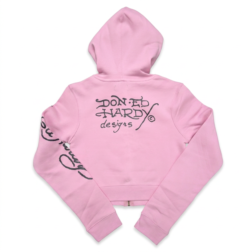 ED HARDY "Nyc Skull" BUBBLE GUM PINK FLARED SET