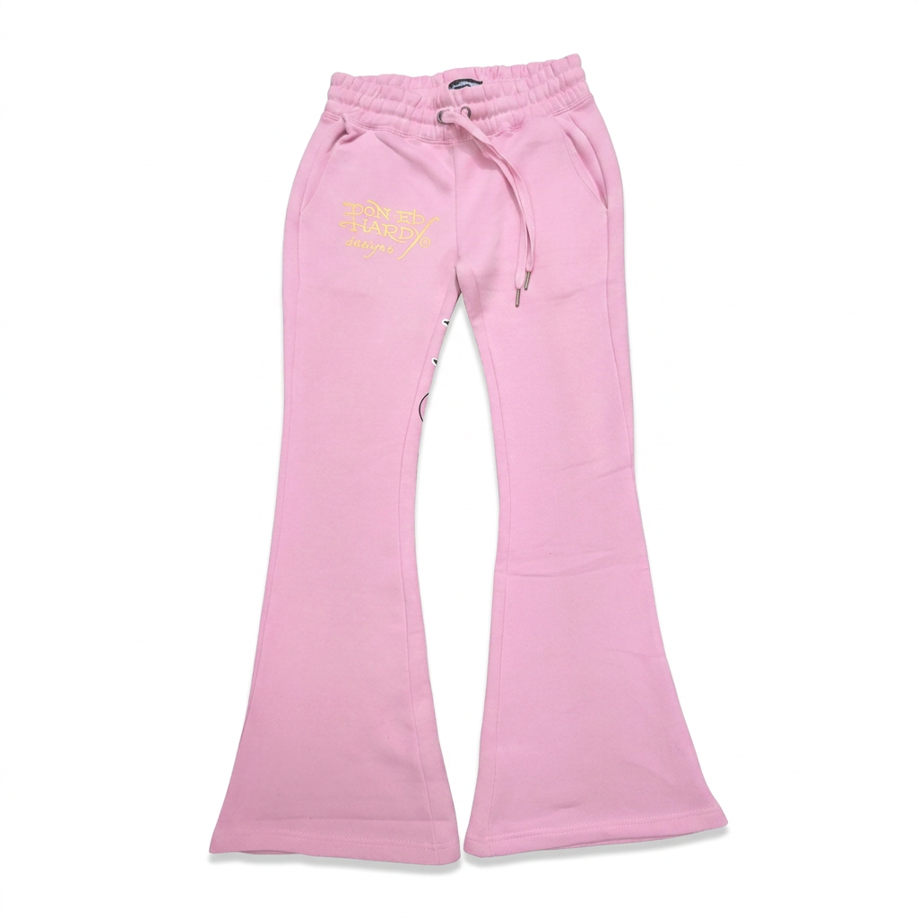 ED HARDY "Broken hearts" BUBBLEGUM PINK BELL BOTTOM MATCHING SET