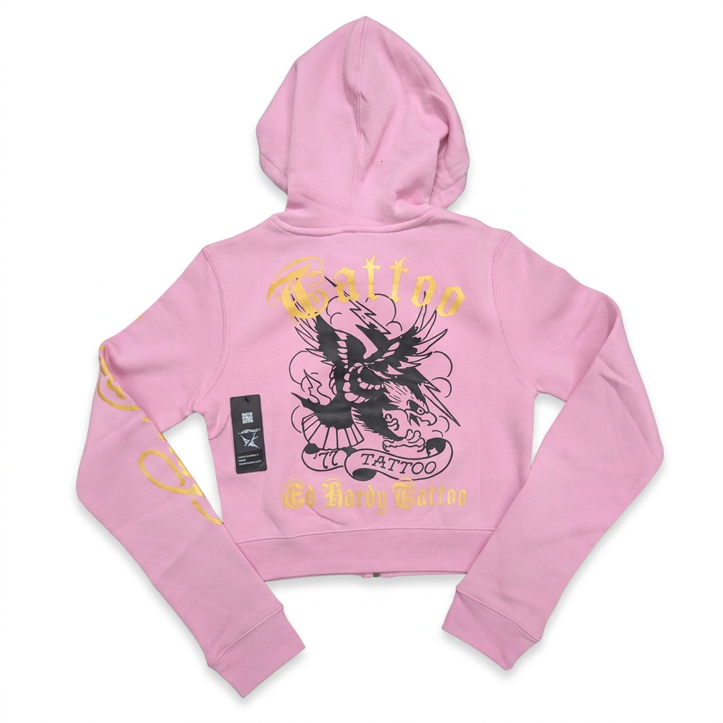 ED HARDY "Broken hearts" BUBBLEGUM PINK BELL BOTTOM MATCHING SET