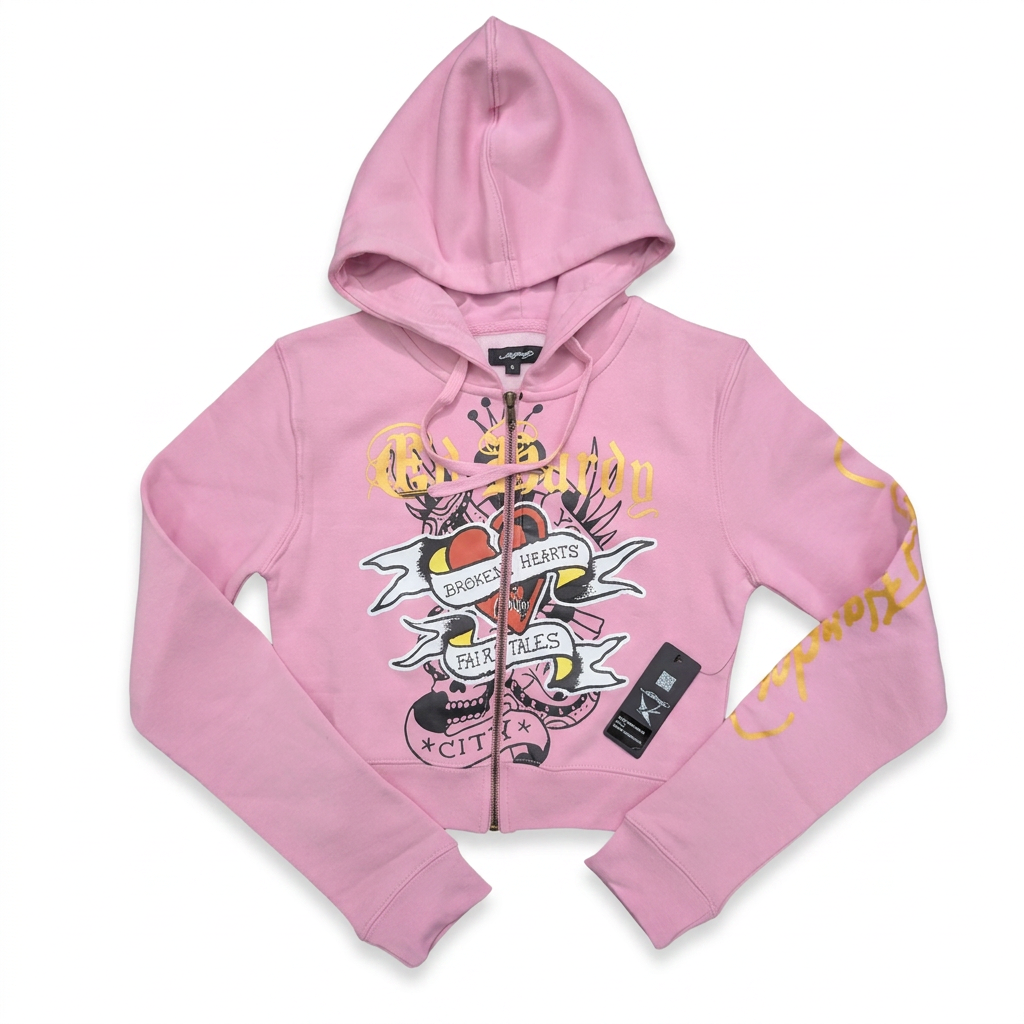 ED HARDY "Broken hearts" BUBBLEGUM PINK BELL BOTTOM MATCHING SET