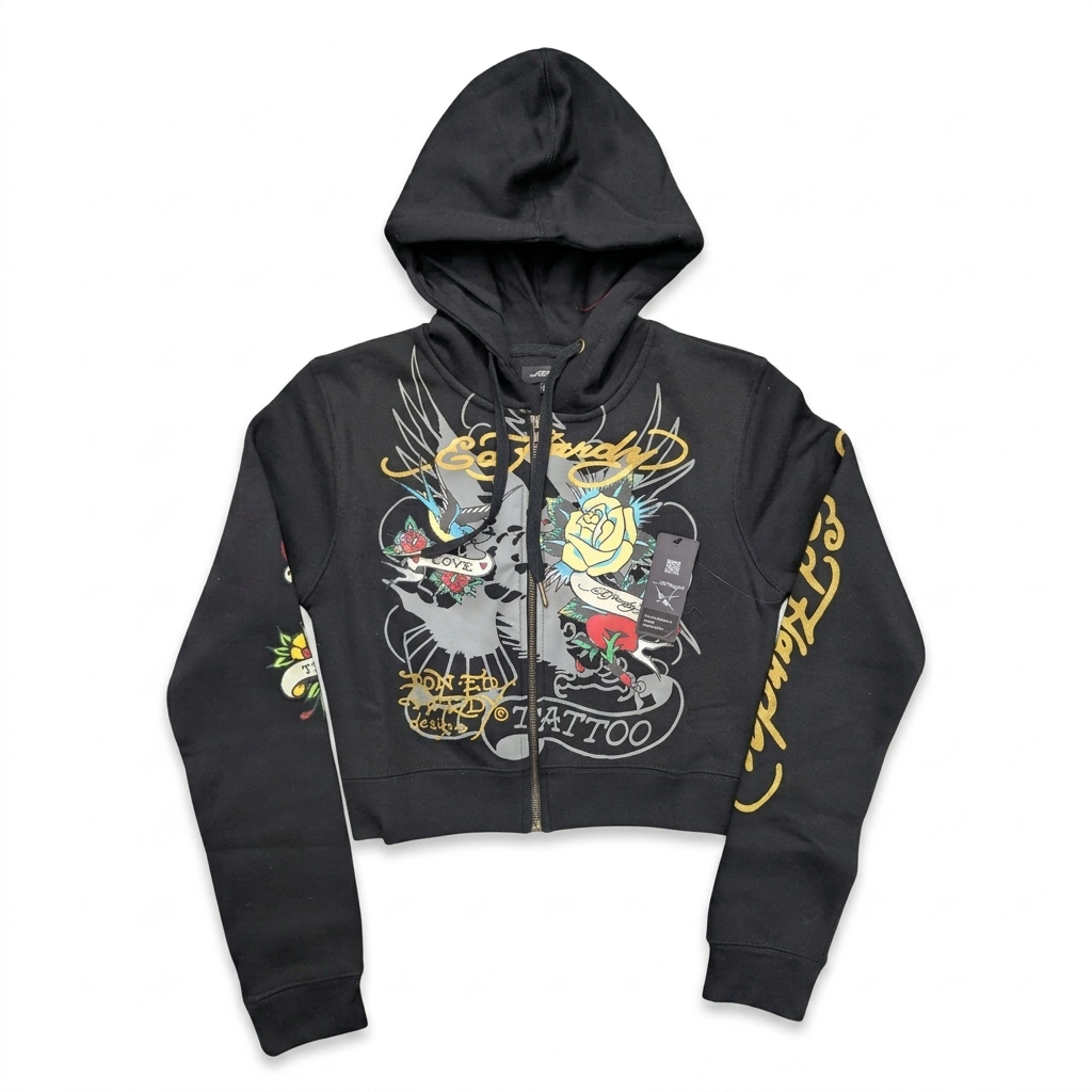 ED HARDY "Brave eagle" BLACK BELL BOTTOM SET