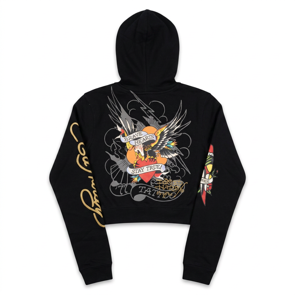ED HARDY "Brave eagle" BLACK BELL BOTTOM SET