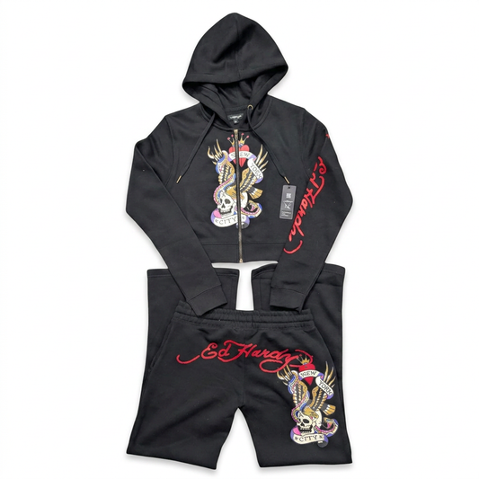 ED HARDY "NYC Skull" BLACK FLARED MATCHING SET