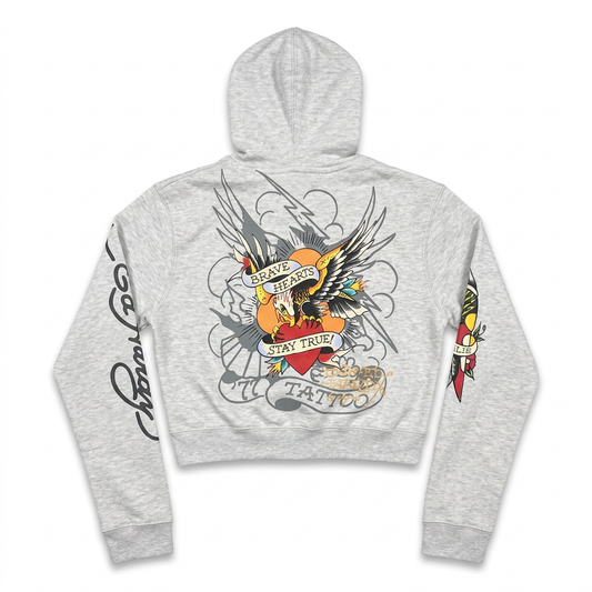 ED HARDY "Love bird" HEATHER GREY FLARED PANT MATCHING SET