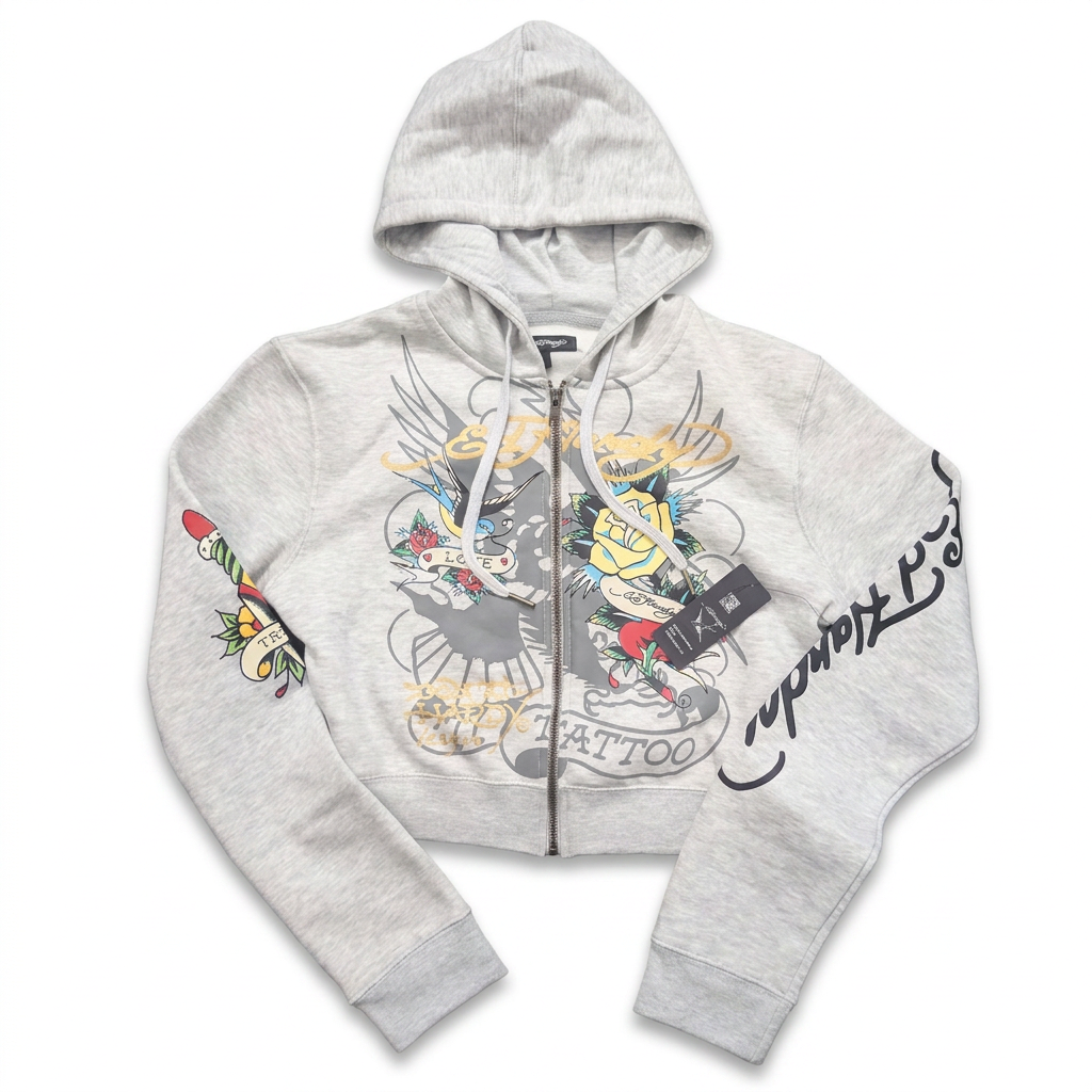 ED HARDY "Love bird" HEATHER GREY FLARED PANT MATCHING SET
